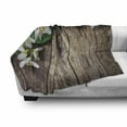 thumbnail image 3 of Rustic Wood Soft Flannel Fleece Throw Blanket, Jasmine Flower on the Table Retro Style Composition, Cozy Plush for Indoor and Outdoor Use, 70" x 90", Brown Green, by Ambesonne, 3 of 6