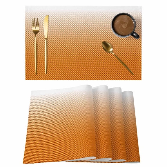 Solid Gradient Placemats Set of 4, Wave Orange Dot Non-Slip Place Mats Washable Table Mats for Kitchen Dining Table Decorations Indoor/Outdoor