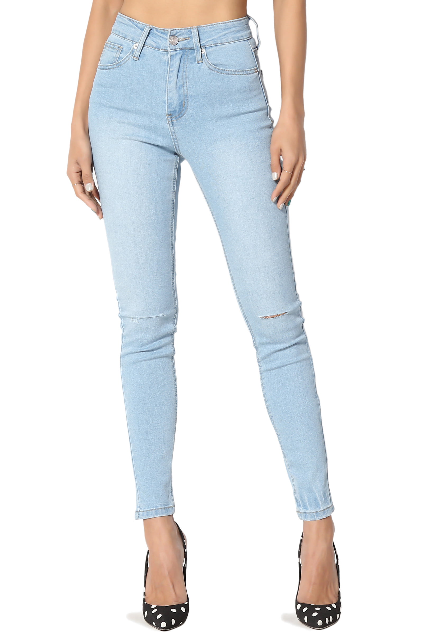 Women's Petite Blue Vice High Rise Ripped Stretch Cropped Skinny Jeans ...