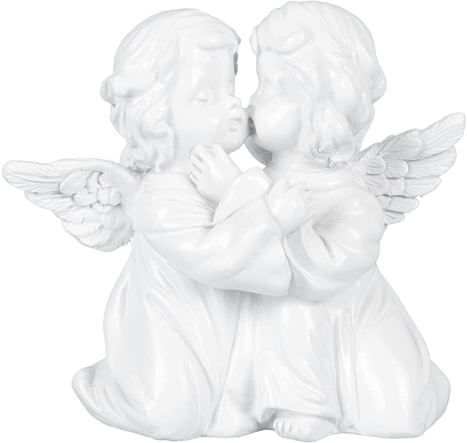 LANGM Gypsum Cherubs Statue Kissing Angels Figurines Sculpture Mini Angel Sculpture Statue for