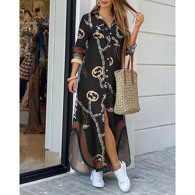 Robe d'Été pour Femmes Printemps/été Mode Sexy Chemise Maxi Robe Femmes