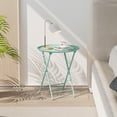 thumbnail image 3 of 2 Pack Modern Folding TV Tray Tables, Round Metal Outdoor Side Table, Compact Snack Dinner Table for Home & Small Space Use, 3 of 9