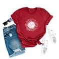 thumbnail image 3 of Flower Print Women Short Sleeved Summer T-Shirt Female Casual Round Neck Tops, 3 of 4
