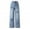 ZI Blue, variant on Girl Jeans Trendy Teen Kids Girls Washed Ripped Distressed Jeans Wide Leg Stretchy Breathable Casual Denim Pants Streetwear Kids Jeans 8 Years-10 Years Blue