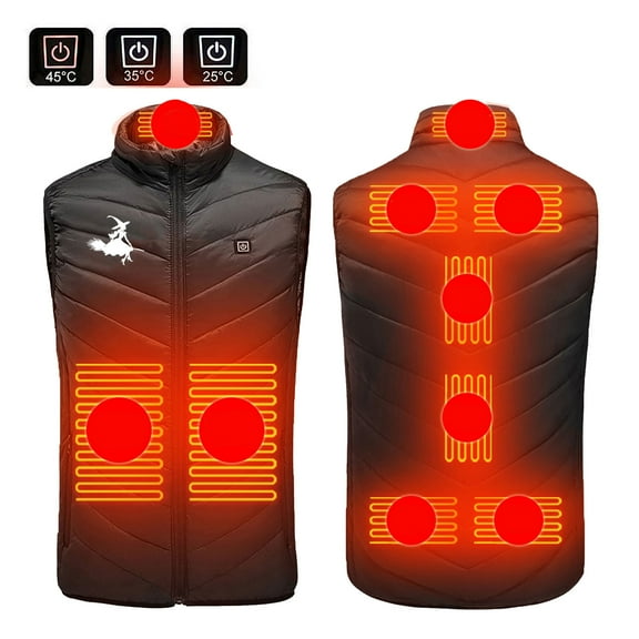 Bcresic Heated Vest for Men Women with 9 Heating Zones, Lightweight Warming Waistcoat Rechargeable Smart Heating Jackets Soft Fleece Outerwear Vests for Unisex Plus Size Saving,A01-Black,Medium