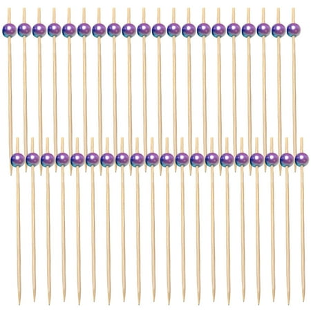 

HOMEMAXS 100Pcs Cocktail Picks Bamboo Pearl Topper Snack Food Picks Pearl Dessert Picks Bamboo Sticks
