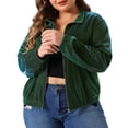 thumbnail image 2 of DARING DIVA Plus Size Holographic Long Sleeve Zip Up Mesh Jackets 2X Green, 2 of 6