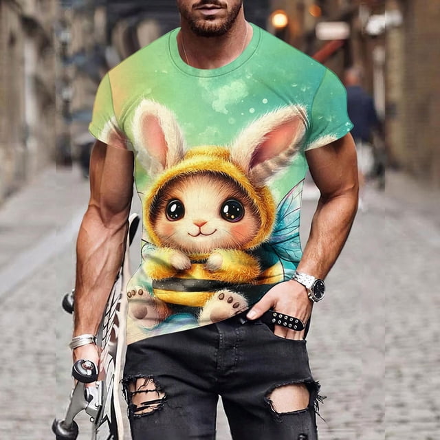 Tops para hombre, blusas y camisas de manga corta con cuello redondo para hombre, jersey informal con cuello redondo y estampado de Pascua para hombre, camisetas deportivas de manga corta, blusas de p