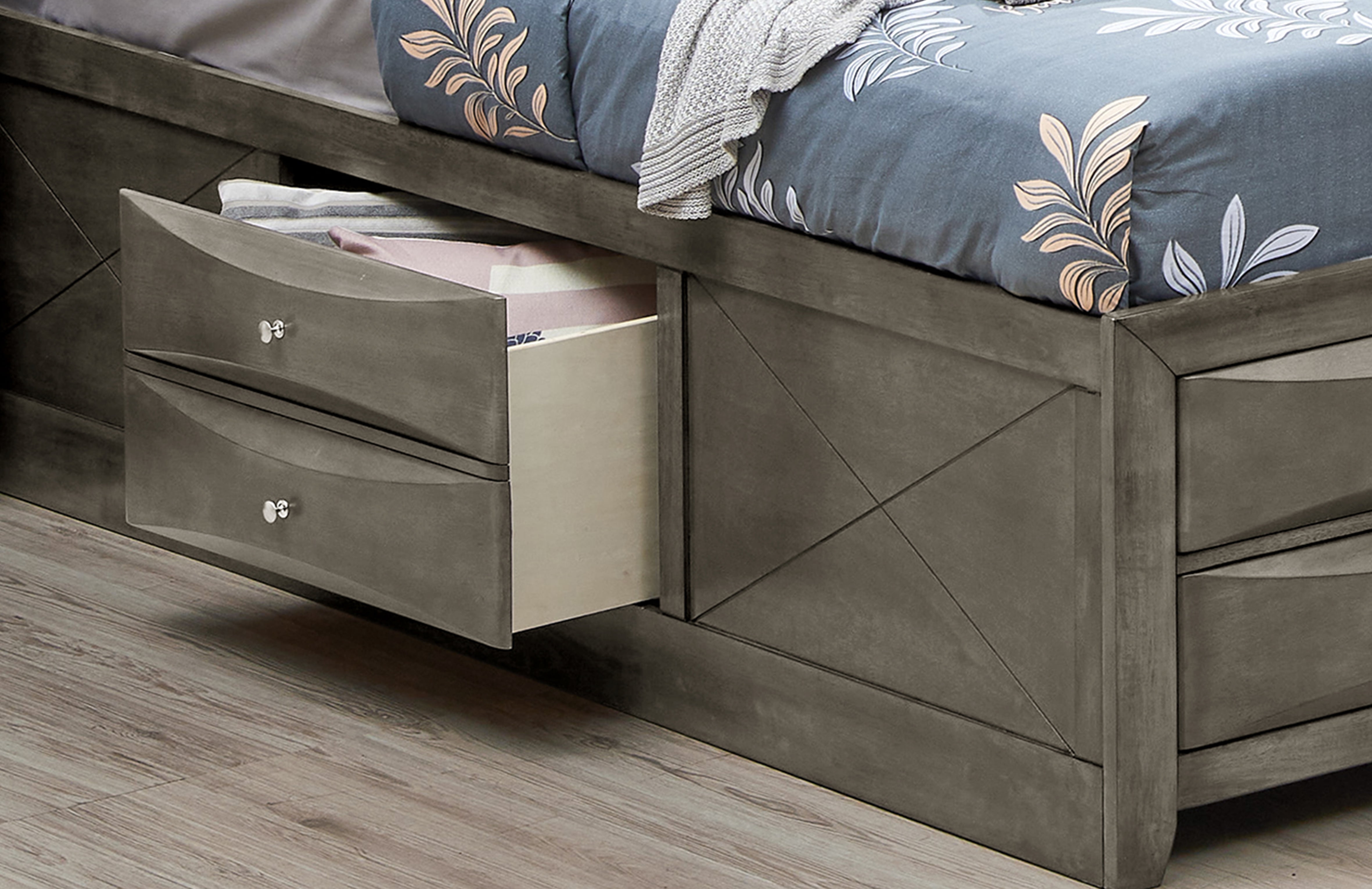 Glory Furniture Marilla King Storage Bed in Gray Color