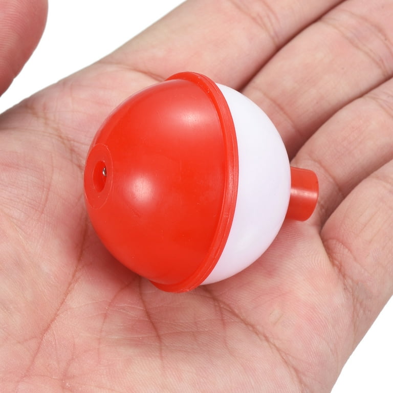 Uxcell 1.5 inch Fishing Bobbers, Plastic Push Button Round Fishing Float, Red and White 50 Pack