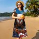 thumbnail image 4 of Easygdp Cartoon Bald Eagle USA para Vestido Transpirable de Mujer, Vestido Suelto de Manga Corta con Pliegues y Bolsillos para el Verano, 4 of 6