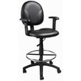 thumbnail image 1 of Boss Office Adjustable Arm Faux Leather Upholstered Drafting Stool in Black, 1 of 8