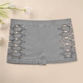 thumbnail image 2 of QHFBli Women's Cut Out Mid Rise Boyshort Panties Solid Plain Criss Cross Seamless Underwear Summer Low Rise Control Boyleg Shorts With Geometric Cutout Grey M, 2 of 3