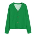 thumbnail image 2 of HUAXUN-Womens V Neck Button Down Cardigan, Fall Winter Long Sleeve Open Front Knit Sweater, Loose Fit Casual Outwear Coat,Cardigan Sweaters for Women(Green,XL), 2 of 4
