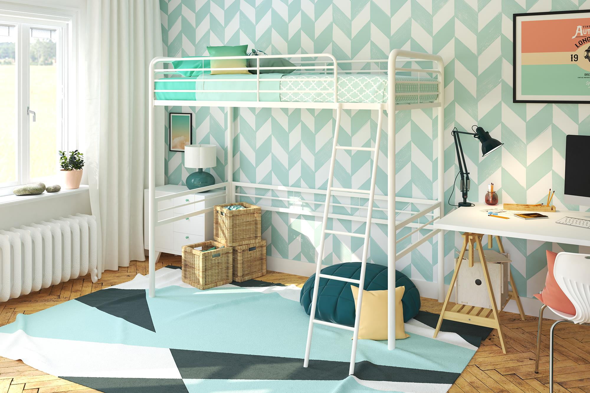 Photo 1 of DHP Twin Metal Loft Bed, White