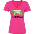 thumbnail image 3 of Inktastic Montana Lake and Trees in Bear Silhouette Women's V-Neck T-Shirt, 3 of 5