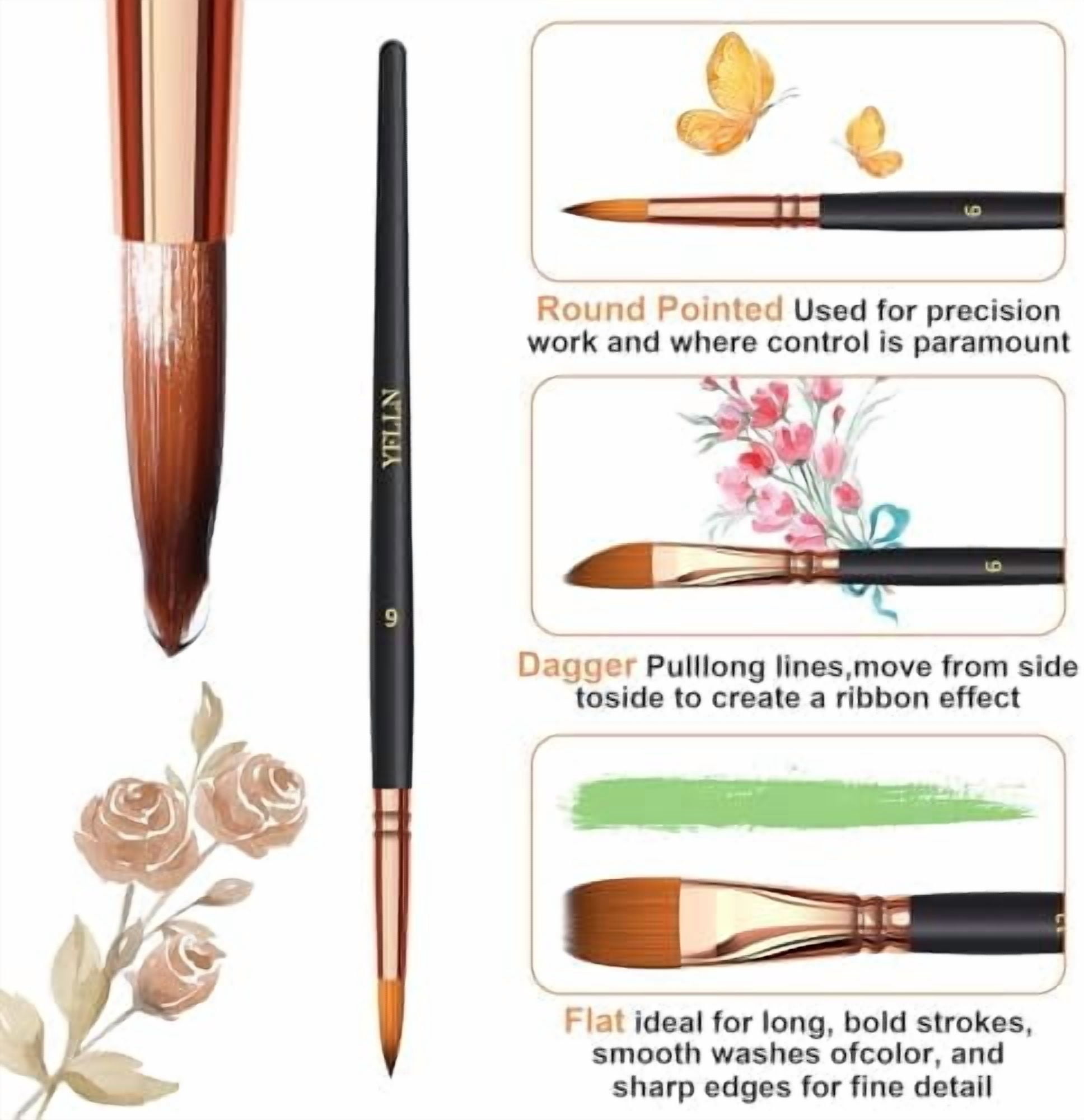 Paint Brush Set 6 Different Shapes for Watercolor Rock Face Painting Brush, Artist Craft Brush Supplies, Paint Brush Set for All Purposes Adult Painting (6)