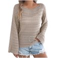 thumbnail image 2 of Qzwdhjm Crochet Cover up for Women Long Sleeve One Shoulder Tops Coverups Loose Lightweight Knit Swimuist Coverup for Lounge Summer, 2 of 8