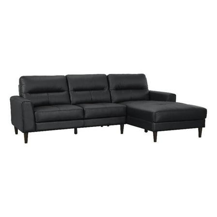 Pemberly Row 2-Piece Leather Match Sectional with Right Chaise in Black