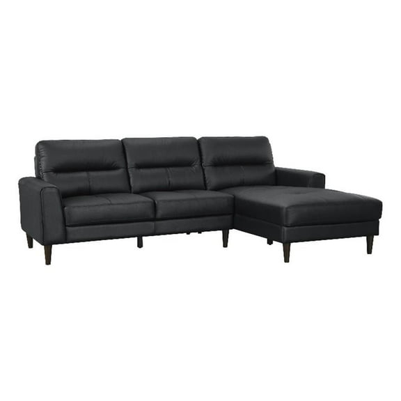 Pemberly Row 2-Piece Leather Match Sectional with Right Chaise in Black