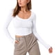 thumbnail image 2 of Blusa de manga larga acanalada, blusa de manga larga para mujer, blusa ajustada de manga larga acanalada, blusa de manga larga para mujer, elegante y moderna, 2 of 8