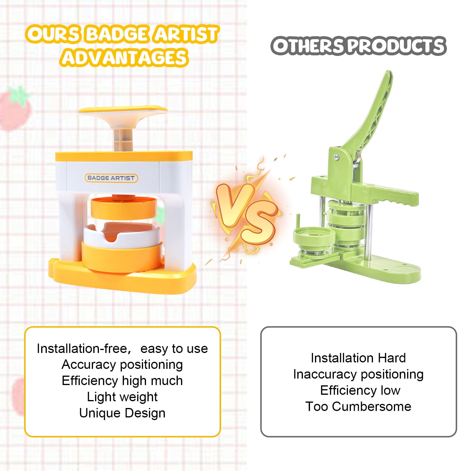 Button Maker Machine, 2.16 inch/55mm Pin Maker Machine with 24pcs Button Parts, DIY Badge Brooch Pin Making Machine for DIY Gifts and Christmas