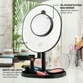 thumbnail image 5 of OVENTE 9" Rechargeable Lighted Tabletop Makeup Mirror with Mini Magnetic 10X Magnifying Mirror, Touch Screen Dimmable LED Lights, Portable Vanity Mirror Perfect for Bathroom or Travel, Black MOT22B, 5 of 8