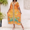 thumbnail image 4 of WTOBBY Women's Floral Cover Up Dress, Colorful Loose Fit Bikini Beach Robe Sun Protective Smock Free Size for Pool Vacation Resort Wear and Swim Cover,Orange, 4 of 5
