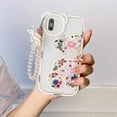 thumbnail image 4 of iPhone Xs Bear Case, Cute Flowers Bear Camera Protector Clear Case with Lovely Strap Bracelet Chain Girls Women Case for iPhone X XS, 4 of 16