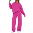 thumbnail image 6 of VV AVEORS Sweatsuits Women 2 Piece Outfit Oversized Sweatshirt Matching Wide Leg Sweatpants Y2K Baggy Track Suits Travel Lounge Fashion Set Hot Pink S, 6 of 8