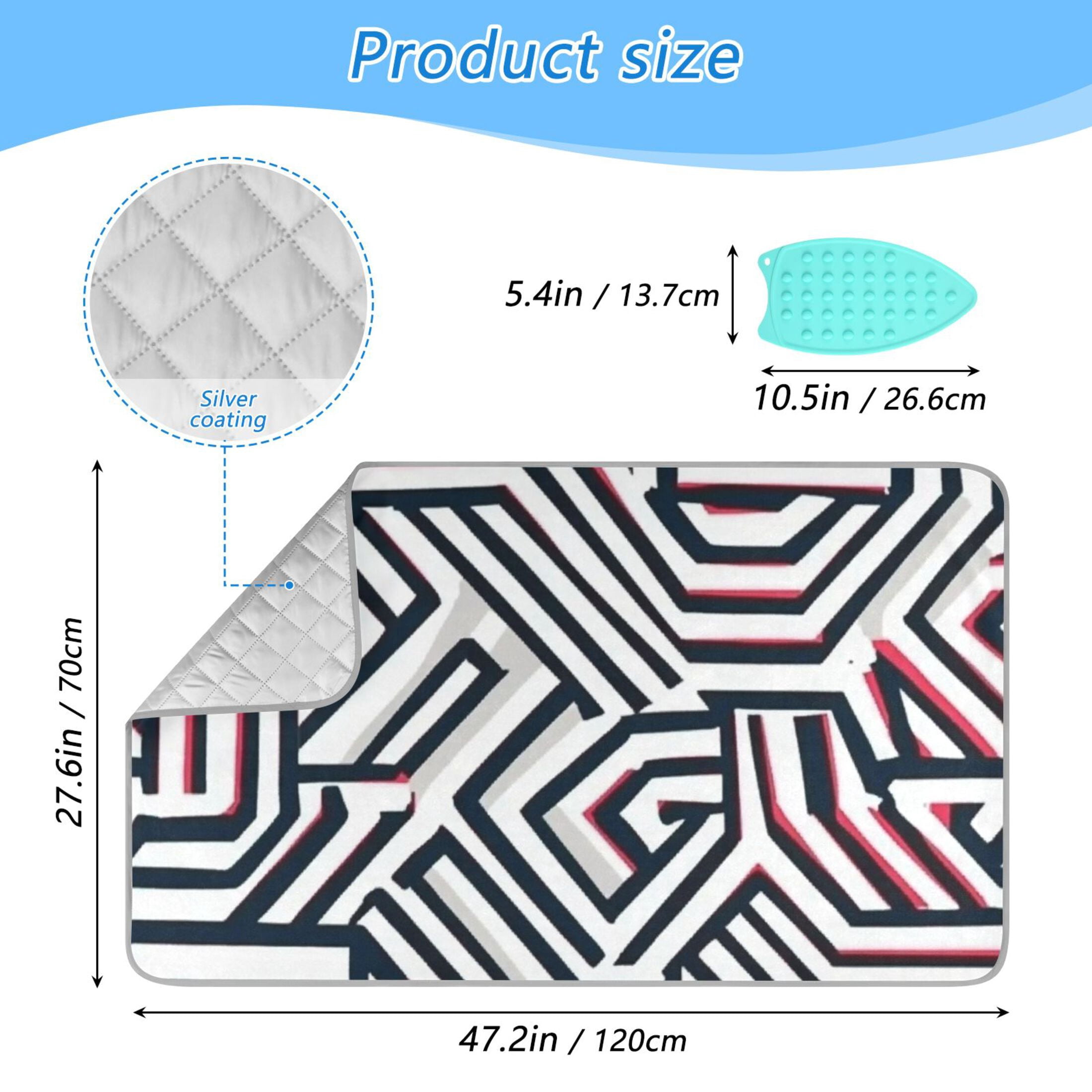 Black Red Lines Geometry Ironing Mat Blanket for Table Top Travel Portable Ironing Board Pad 47.2x27.6 Inch