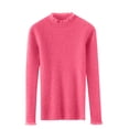 thumbnail image 4 of Hot Pink Shirts for Women Fall Winter Long Sleeve High Mock Neck Sweater Crochet Warm Basic Tops Shirt Blouse Ladies 2026 Trendy S, 4 of 9