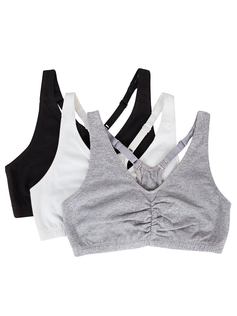 fruit of the loom shirred front sports bra