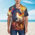 thumbnail image 2 of Balery Rainbow Sunset Cloud White Horse Camisas hawaianas de manga corta para hombre, camisas playeras de corte holgado, camisas de vacaciones con botones,XX-Large, 2 of 7