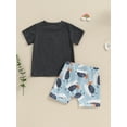 thumbnail image 4 of Suealasg Toddler Boys Summer 2Pcs Outfits Set 1T 2T 3T Short Sleeve Letter Print Tops and Drawstring Shorts Sets Beach Party Clothes for Baby Boys, 4 of 7