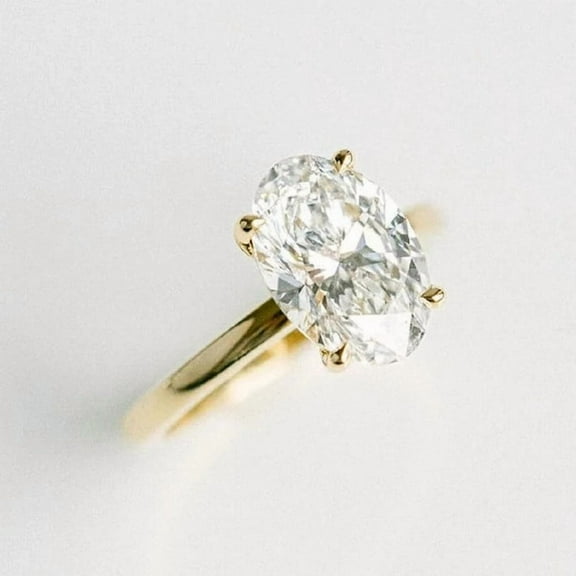 solitaire jewels 3.75CT Oval Moissanite Solitaire Engagement Ring For Women, 14K Yellow Gold