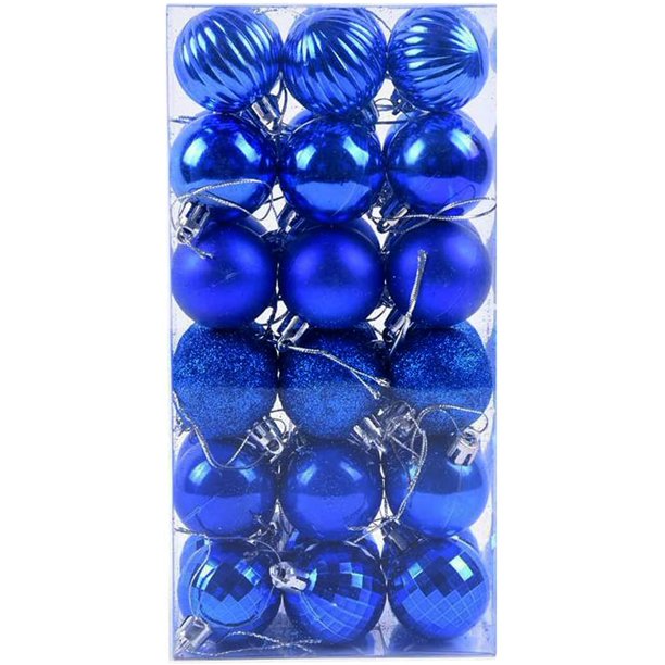 Paquete de 36 piezas de adornos de bolas de Navidad, decoraciones de Navidad inastillables, colgantes de bolas de árbol, decoración de fiesta de Halloween para bodas, adornos de bolas de decoración de árbol de Navidad(Azul real, 4 cm/1,5'') ER
