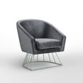 thumbnail image 4 of Hans Grey/Silver Velvet Accent Chair - Metal Base, Barrel Back, 4 of 9