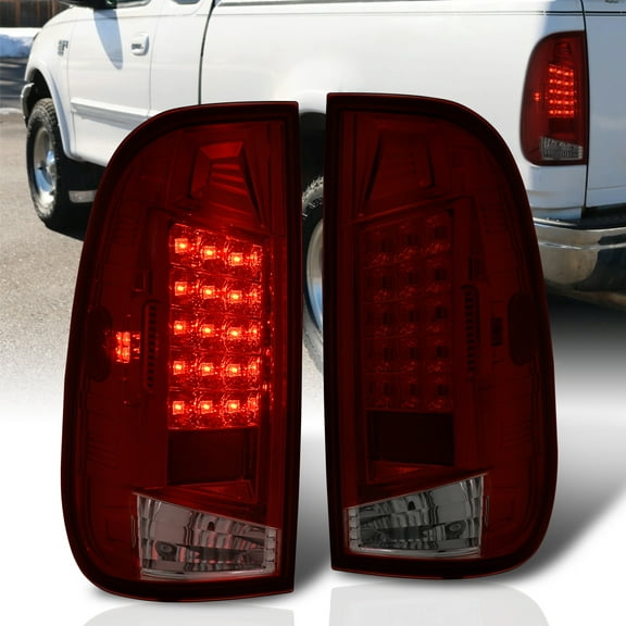 AJP Distributors Red Smoked LED Rear Brake Tail Lights Driving Lamps Compatible/Replacement For Ford F150 F250 F350 F450 F550 SuperDuty Styleside 1997 1998 1999 2000 2001 2002 2003 2004 2005 2006 2007