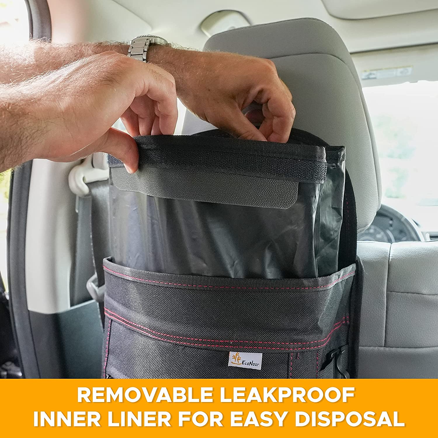 EcoNour Car Trash Bag 100% Waterproof and Leakproof Car Trash Bag - 3