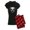 With Red Plaid Pant, variant on CafePress - Black & White Puggle Women's Dark Pajamas - Women's Short Sleeve Print T-Shirt and Pants Dark Cotton Pajama Set