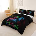 thumbnail image 3 of Castle Fairy Sport Basketball Duvet Cover Queen, Colorful Graffiti Splash Queen Bedding, Black Green Blue,Black Reversible,3-Piece,1 Duvet Cover and 2 Pillowcases, 3 of 6