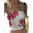 thumbnail image 2 of Aojekbee Women's Floral Print Tube Tops Summer Strapless Bandeau Tops Slim Fit Shirts Streetwear, 2 of 9
