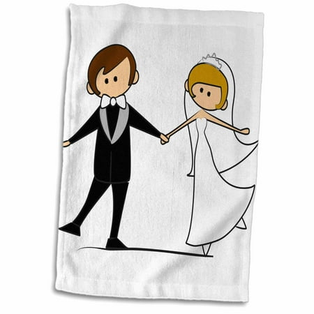 3dRose Dancing Bride and Groom Cartoon - Towel, 15 by