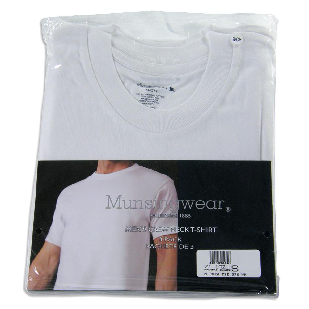Munsingwear - Munsingwear - Mens (Pack of 3) Crew Neck T-Shirt White ...