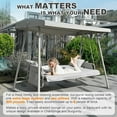 thumbnail image 6 of CHINNLUU Oversized 4 Person Porch Swing with Stand 800 LBS Capacity Adjustable Canopy Backrest Includes Cushions Pillows Patio 2 in 1 Swing Bed for Backyard Garden Poolside, Champagne, 6 of 11