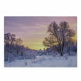 thumbnail image 1 of Forest Cutting Board, Winter Landscape with Sunset and Frozen Trees Ice Weather Blizzard Cold Days Image, Decorative Tempered Glass Cutting and Serving Board, Small Size, Pink White, by Ambesonne, 1 of 1