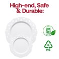 thumbnail image 5 of Smarty 10.25" White with Silver Dots Round Blossom Disposable Plastic Dinner Plates 120ct, 5 of 7