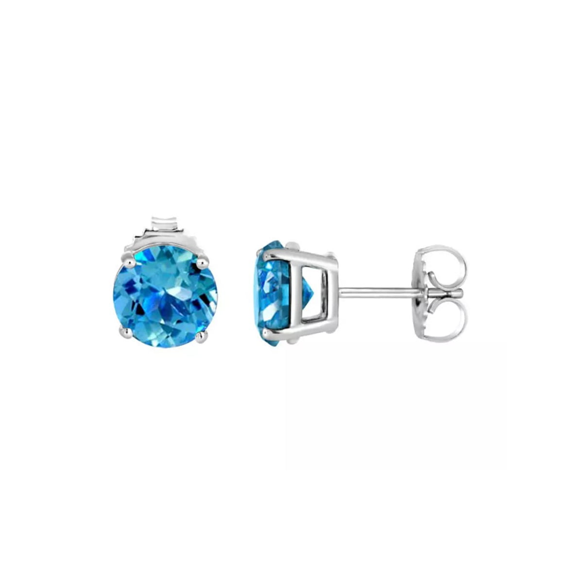 PJ Jewelry - 10k White Gold 1 Ct Round Created Blue Topaz Stud Earrings ...