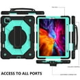 thumbnail image 5 of iPad Air 4th Generation Case for Kids,iPad Pro 11 Inch Case,Colorful Cute Heavy Duty Shockproof Kids Case Rugged Silicone Cover with Pencil Holder Hand Strap Stand Shoulder Strap,Black & Green, 5 of 6